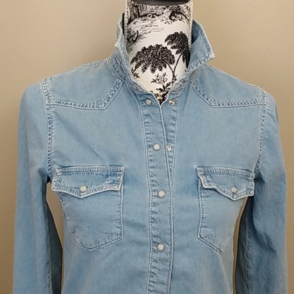 3/$15 Topshop denim shirt sz2 - Picture 2 of 7